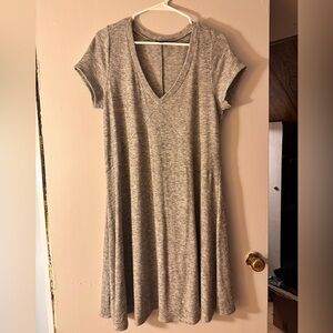 Heather Gray V-Neck Women's Sweater Dress